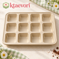 ktaevori™ Cocoa Corner 12-Cavity Brownie Bite Pan — Individual Square Carbon Steel Baking Tray for Brownies & Blondies