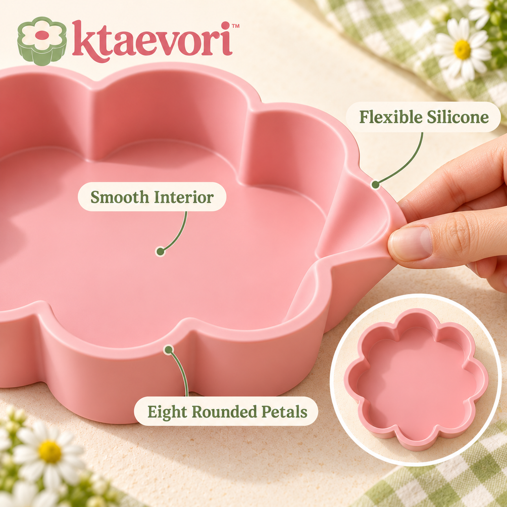 ktaevori™ Petal Party 8-Inch Silicone Flower Cake Mold — Daisy-Shaped Baking Pan for Single-Layer Cakes