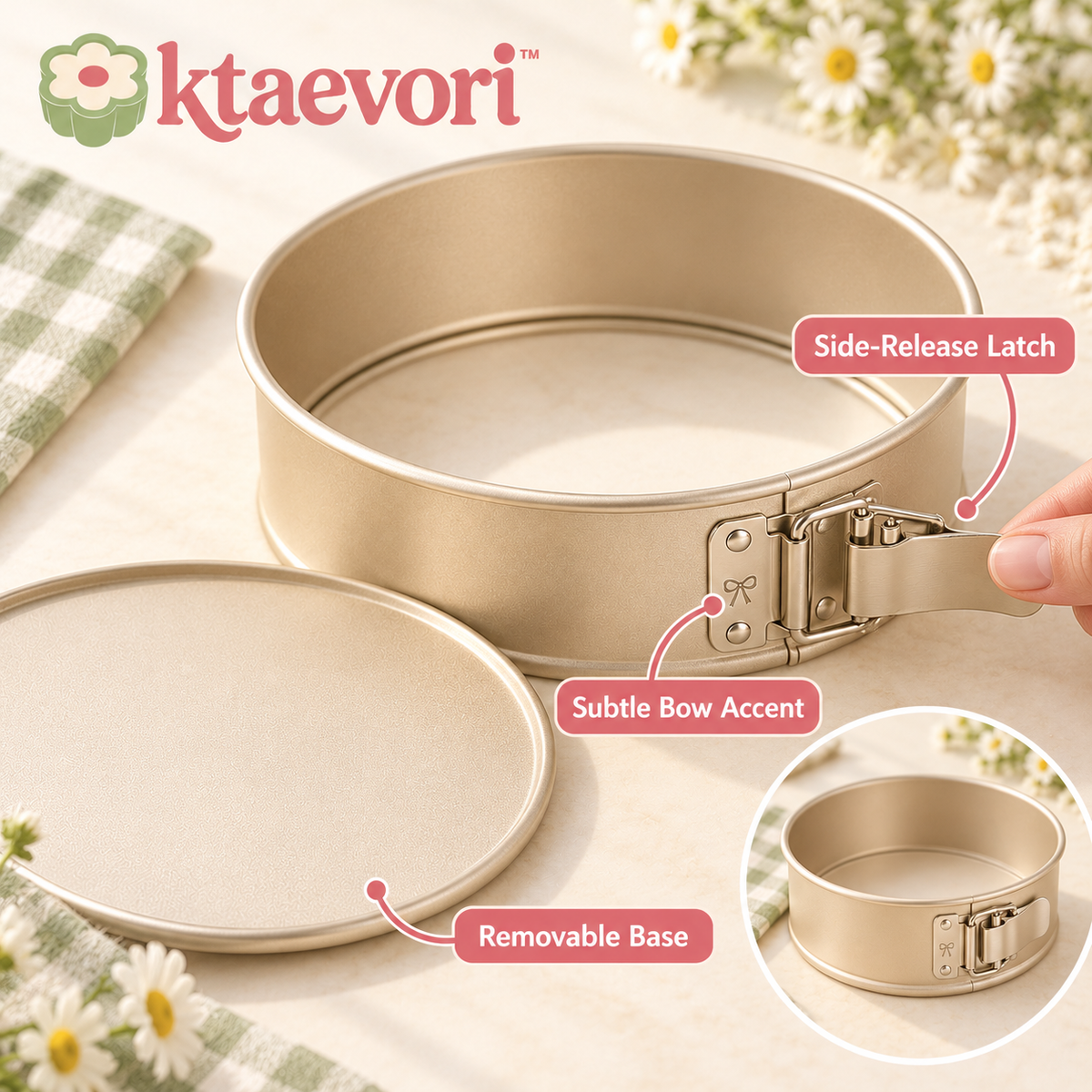 ktaevori™ Little Celebration 7-Inch Springform Cake Pan — Round Cheesecake Pan with Removable Base & Side Latch
