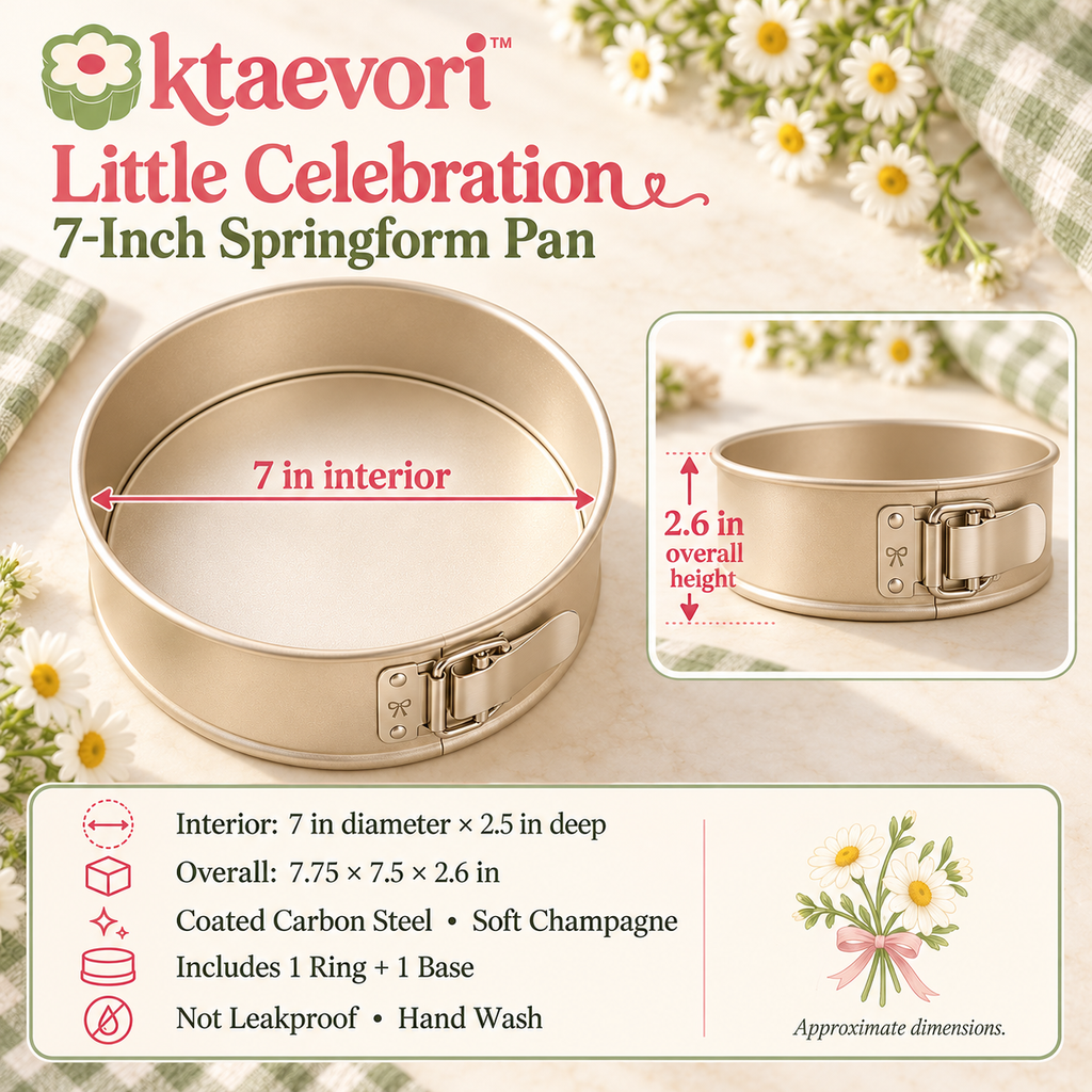 ktaevori™ Little Celebration 7-Inch Springform Cake Pan — Round Cheesecake Pan with Removable Base & Side Latch