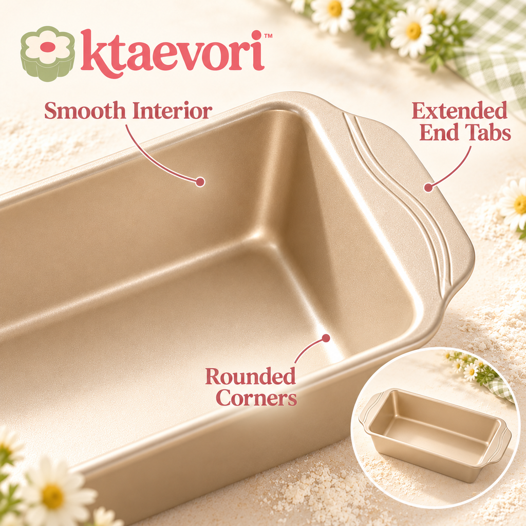 ktaevori™ Sunday Slice 8.5 × 4.5-Inch Loaf Pan — Carbon Steel Baking Pan for Banana Bread, Pound Cake & Small Yeast Loaves